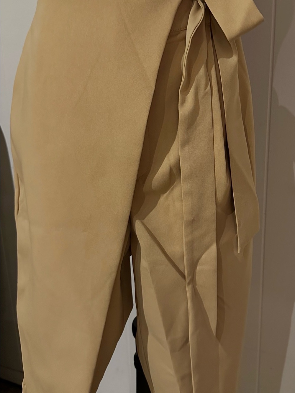 Tie-Waist Bermuda Skorts in a khaki Light Tan